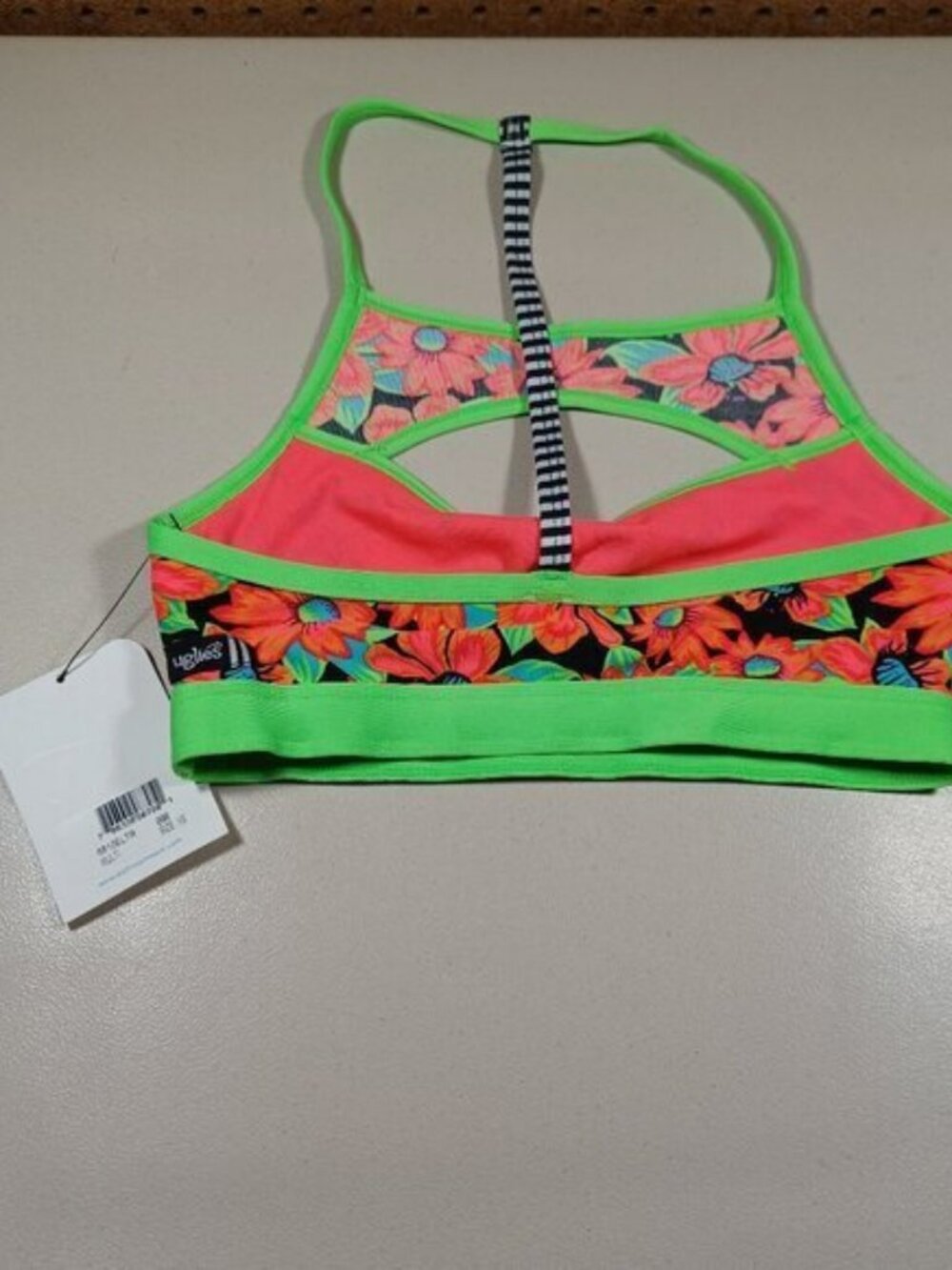 Dolfin Uglies womens colorful Revibe Electra T-strap bikini top XS NWT